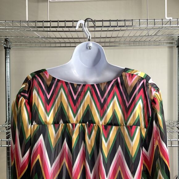 Macy’s INC Women’s Rainbow Chevron Top Size 2X Flowy Billowy Colorful Bohemian - Picture 10 of 11